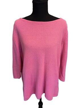 🍬 Charter Club Pink Boat Neck Textured Knit Cotton Sweater|Size L